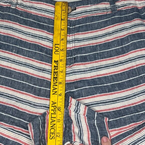 British Khaki Women's Size 12 Striped Linen Shorts Summer Casual Lightweight - Picture 10 of 13